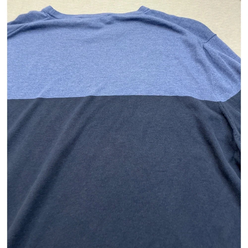 Brooks‎ Brothers Sweater Silk Cotton Color Block Blue XXL Italian Yarn Mens
